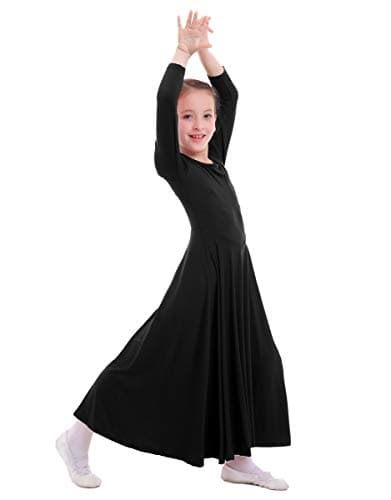 ZX Girls' Long Sleeve Praise Dance Dress Liturgical Worship Costume