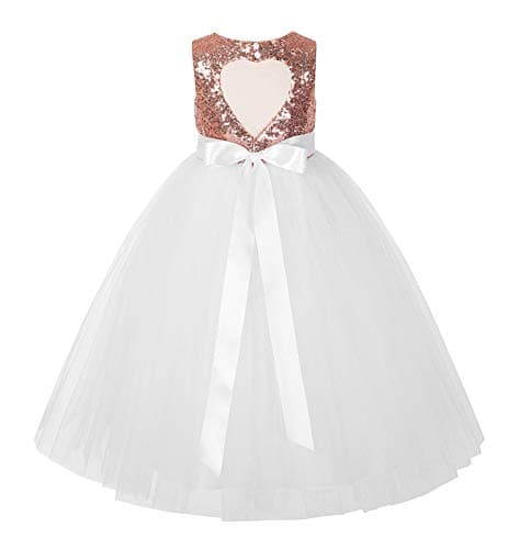 ekidsbridal Heart Cutout Sequin Flower Girl Dress