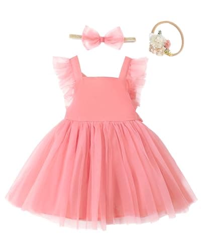 Renotemy Backless Bowknot Flower Dress for Toddler Girls Summer Party