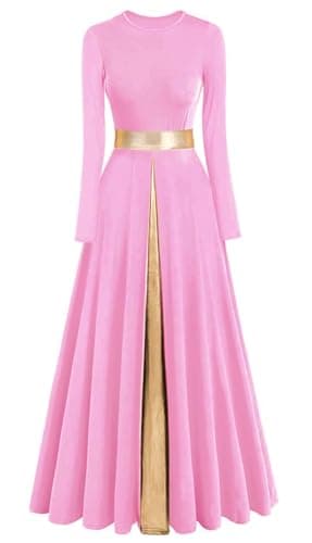 ELLYDOOR Women's Praise Dance Metallic Waistband Long Swing Robe