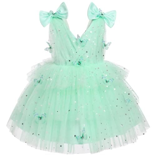 IMEKIS Toddler Girls Rainbow Butterfly Birthday Tutu Dress