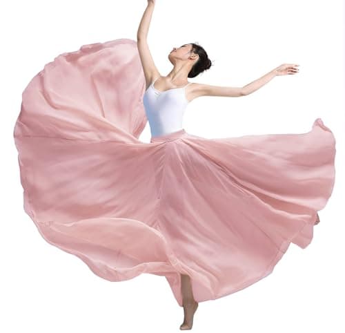 TLMNU Women's Gradient Chiffon Long Swing Skirt for Modern Ballet Performance