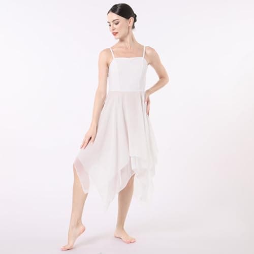 Lyrical Dance Costume for Women: Spaghetti Strap Chiffon Flowy Dress