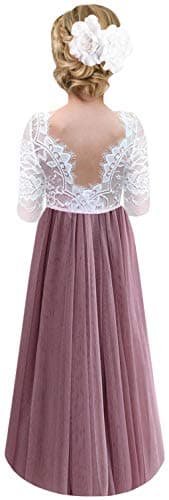 2Bunnies Girl's Rose Lace Back A-Line Tutu Party Dress