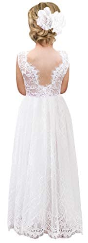 2Bunnies Girl's Rose Lace Back A-Line Tutu Party Dress