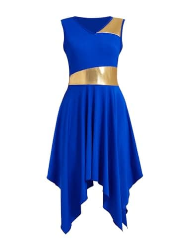 ZYACTU Women's V-Neck Sleeveless Praise Dance Liturgical Dress Lyrical Worship Costumes