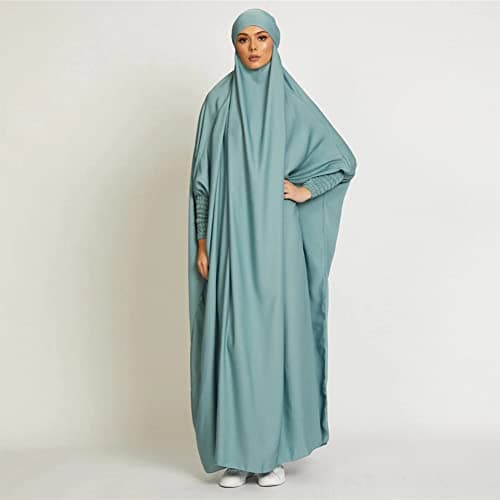 Simple Muslim Women's Maxi Dress with Hijab