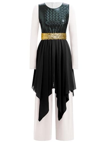 ODASDO Women's Dance Costume Liturgical Tunic Top Wide Leg Jumpsuit Set