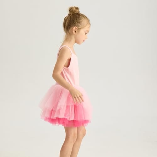 KARETT Girls Ballet Tutu Dress for Toddlers, V-Neck Leotard Outfit, Ages 1-7