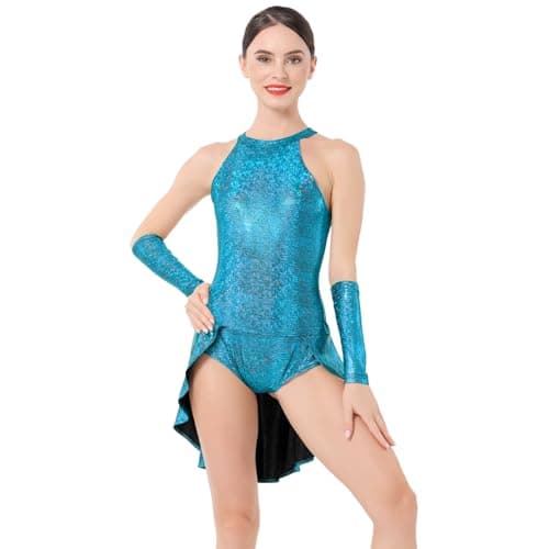 ODASDO Women's Circus Costume Metallic Jumpsuit Dress