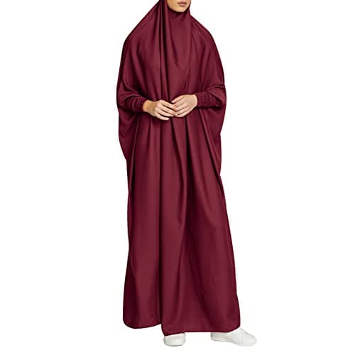 Simple Muslim Women's Maxi Dress with Hijab