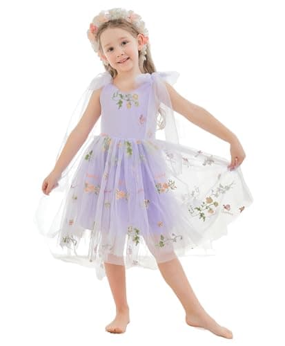 LalaMira Floral Embroidered Toddler Girls Wedding Dress Tulle Photo Shoot