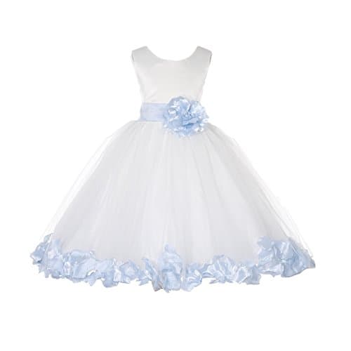 ekidsbridal White Floral Rose Petals Flower Girl Dress