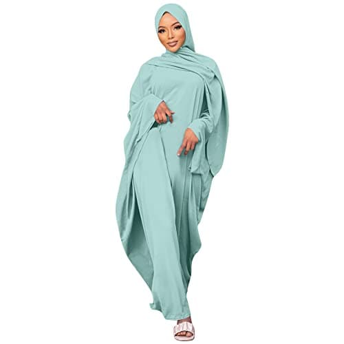 OBEEII Women's Islamic Abaya Dress with Hijab - Full Cover Maxi Robe