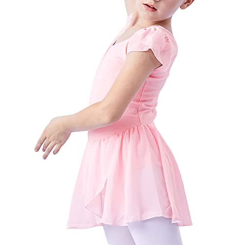 Zando Girls' Short Sleeve Gymnastics Leotards with Tulle Skirt