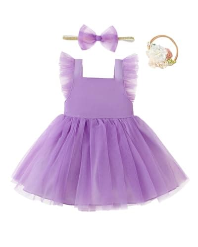 Renotemy Backless Bowknot Flower Dress for Toddler Girls Summer Party