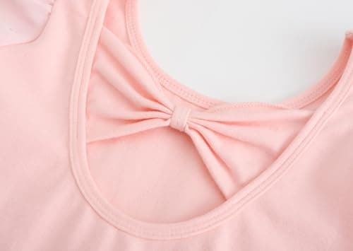 MdnMd Dance Ballet Leotard with Skirt for Toddler Girls Glitter Back Bow Ruffle Sleeve