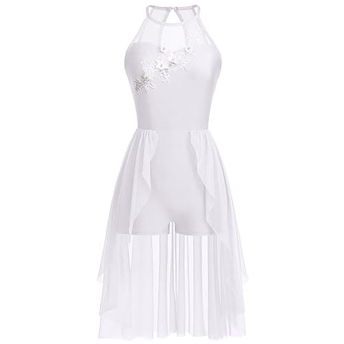 Lyrical Dance Costume for Women with Flower Applique