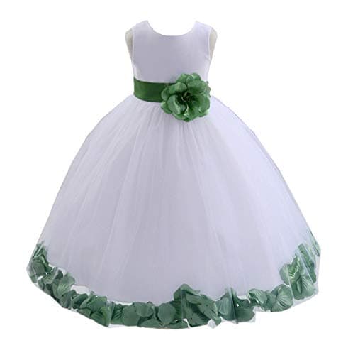 ekidsbridal White Floral Rose Petals Flower Girl Dress