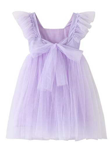 Tutu.kk Vintage Ruffled Sleeve A-Line Tulle Dress for Girl's Weddings & Birthdays