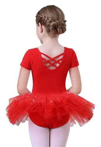 MdnMd Fly Short Sleeve Lace Dance Tutu for Toddler Girls