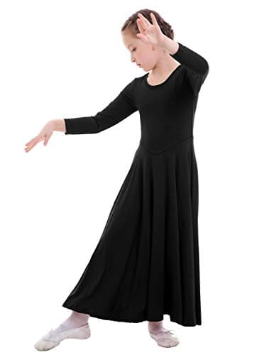ZX Girls' Long Sleeve Praise Dance Dress Liturgical Worship Costume
