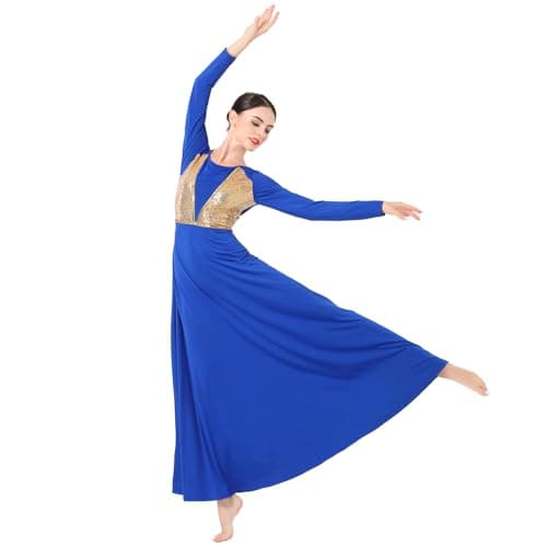 ODASDO Shimmering Praise Dance Dress for Women Liturgical Worship Gown