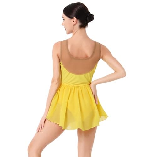 AFAVOM Women's Sequin Flower Ice Skating Dress for Competition Costume