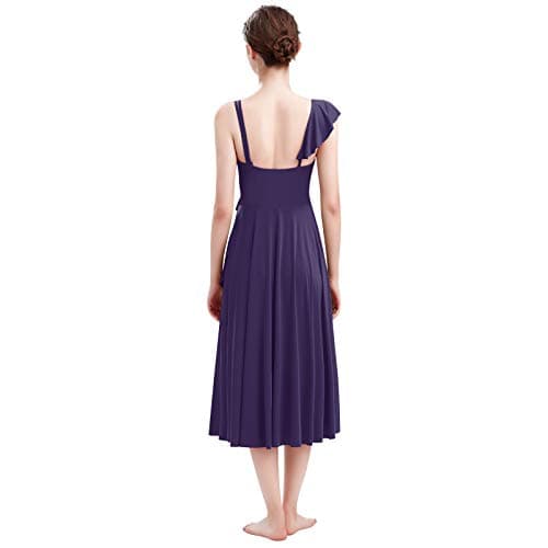 Lyrical Dance Dress for Women: Asymmetrical Flounce Midi Dress
