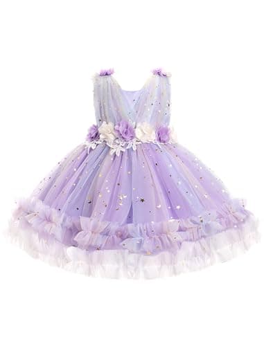 OBEEII Baby Girls Flower Tulle Tutu Dress for Formal Events