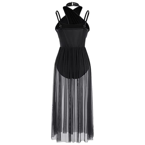ODASDO Women's Shiny Lyrical Dance Costume with Criss Cross Spaghetti Strap