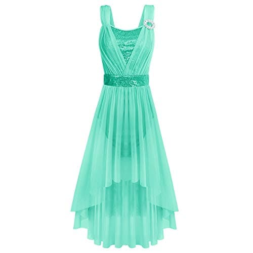 Women's Lyrical Dance Costume with Sequins and High Low Skirt