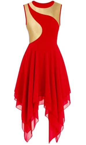 ELLYDOOR Gold Color Block Sleeveless Flowy Skirt Dance Tunic Costumes