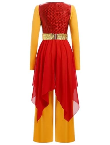 ODASDO Women's Dance Costume Liturgical Tunic Top Wide Leg Jumpsuit Set