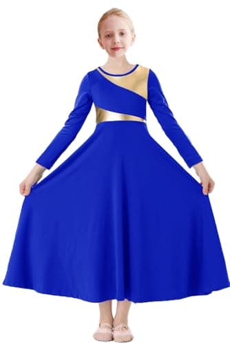 ORIDOOR Girls' Metallic Gold Liturgical Dance Dress for Worship