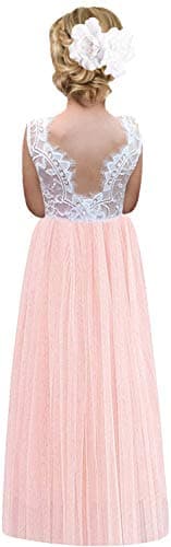 2Bunnies Girl's Rose Lace Back A-Line Tutu Party Dress