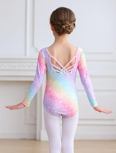 MdnMd Long Sleeve Ballet Leotards with Skirt Combo for Girls Toddler