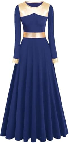 Z&X Women's Metallic Gold Liturgical Dance Dress for Church Worship
