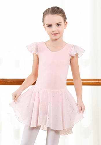 DIPUG Shiny Girls Ballet Leotard with Ruffle Sleeve