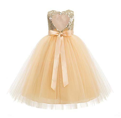 ekidsbridal Heart Cutout Sequin Flower Girl Dress