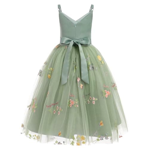 Flower Girls Spaghetti Strap Tulle Maxi Dress