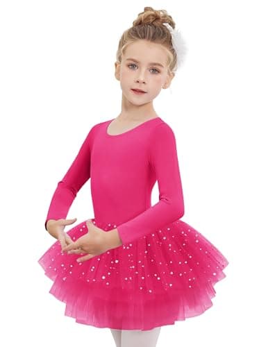 Zaclotre Girls 4-Layer Tiered Long Sleeve Dance Tutu Dresses