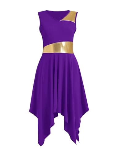 ZYACTU Women's V-Neck Sleeveless Praise Dance Liturgical Dress Lyrical Worship Costumes