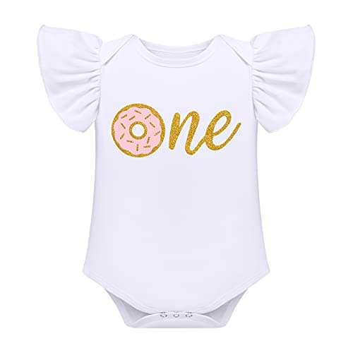 Baby Girl's Donut Birthday Cake Smash Outfit 4pcs Set