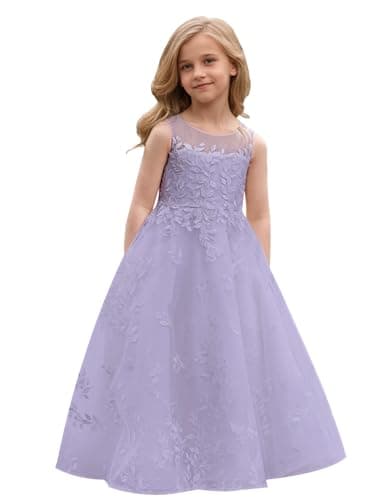 Lace Appliques Humoral Tulle First Communion Dress for Flower Girls Weddings