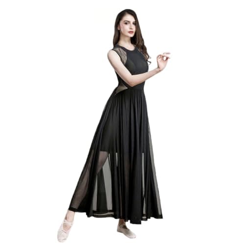 ROYAL SMEELA Women's Modern Lyrical Dance Maxi Dress Sleeveless Tulle Skirt