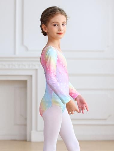 MdnMd Long Sleeve Ballet Leotards with Skirt Combo for Girls Toddler