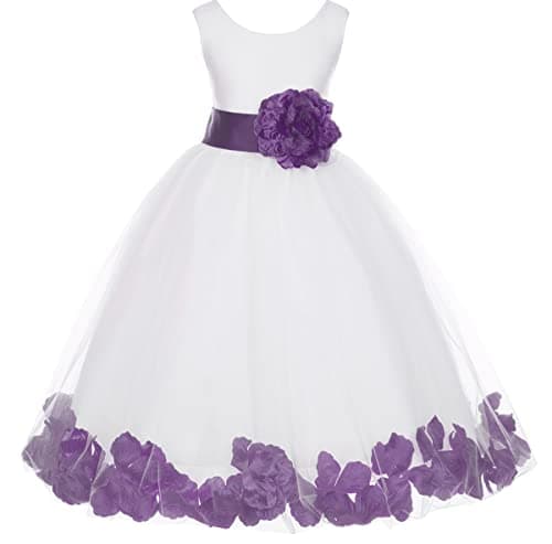 ekidsbridal White Floral Rose Petals Flower Girl Dress