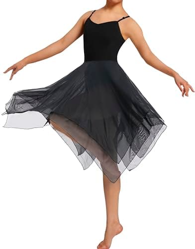 WYHDY Women's Lyrical Dance Dress with Flutter Sleeves and Mesh Skirt