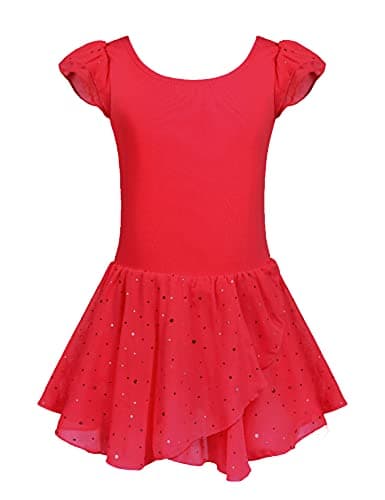 Girls Ballet Dance Dress with Ruffle Sleeves